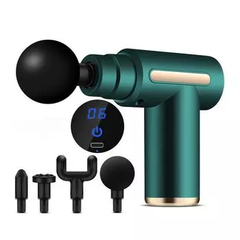 Мини-массажер - перезаряжаемый мышечный перкуссионный массажер для шеи, спины, плеч и спортивного восстановления, снятия мышечной боли LCD чёрный