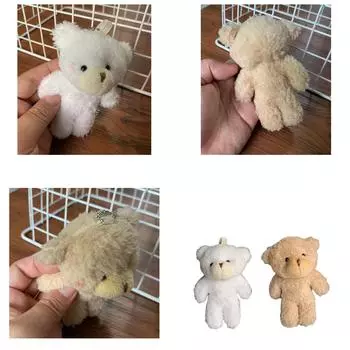 Мини-медведь, милый плюшевый медведь, брелок для сумки, украшение для женской сумки, украшения для школьного рюкзака, милая пушистая подвеска коричневый