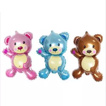Мини-медвежонок, украшение, детские игрушки, алюминиевый детский душ, день рождения, свадьба, фольгированные шары, животные, мультфильм, День святого Валентина, ювелирные аксессуары розовый