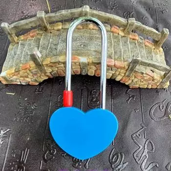 Mini Metal Heart Shaped Padlock Love Lock Wedding Valentine s Day Gifts Romantic Couple Wishing Lock Longevity Lock Keyless синий