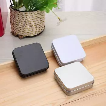 Мини-металлический контейнер для банок, квадратный откидной флип-контейнер для хранения, небольшой комплект, чехол белый