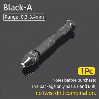 Мини-микро-алюминиевая ручная дрель 0,3-3,4 мм с бесключевым патроном, вращающиеся инструменты, сверление по дереву + набор спиральных сверл HSS, руководство