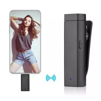 Мини-микрофонная система Clipon с всенаправленным микрофоном с интеллектуальным шумоподавлением и передатчиком-приемником чёрный