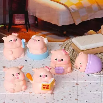Мини-милая фигурка свиньи, модель животного, мох, микропейзаж, домашний декор, миниатюрные аксессуары для украшения сада фей A1