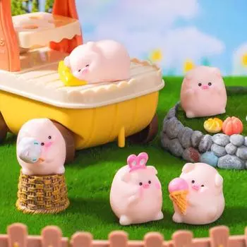 Мини Милая Забавная Розовая Фигурка Свиньи Украшение Для Приборной Панели Автомобиля Домашний Офис Компьютерный Рабочий Стол Комната Кукла Свинья Украшение Из Смолы