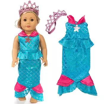 Мини-милое платье-рыбий хвост русалки, одежда для куклы 43 см/18 дюймов, детский подарок 14022Q-322 Mermaid