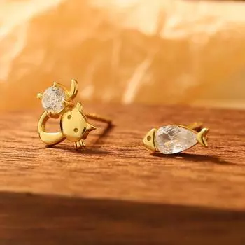 Мини-милые серьги с котятами Xiaoyu, женские модные серьги с индивидуальным нишевым дизайном