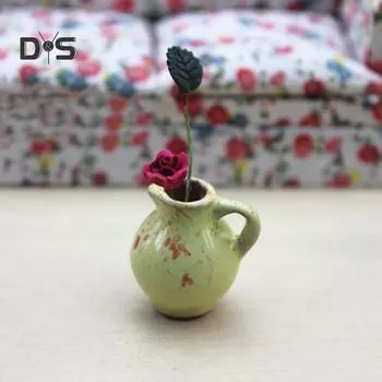 Мини-милый керамический ваза для цветов, модель игрушки, кукольный домик, миниатюрный декор, аксессуар
