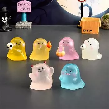 Мини милый маленький призрак светящийся автомобиль настольные украшения светящаяся смола микро ландшафтное украшение Хэллоуин вечеринка аксессуары подарки розы красного