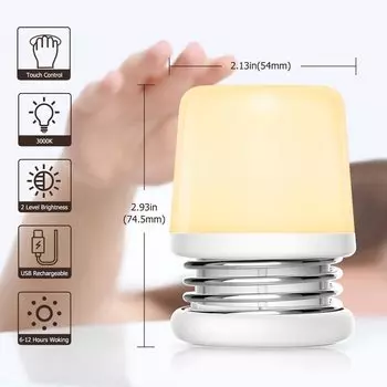 Мини-милый USB перезаряжаемый ночник с теплым белым 3000K анти-синим светом 2 режима светодиодный ночник для 0.3