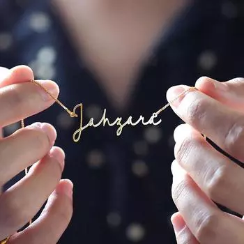 Мини-мирИндивидуальное ожерелье с кулоном в виде курсивного шрифта из нержавеющей стали золотого цвета, персонализированная ювелирная цепочка на годовщину подарка 35cm серебряный