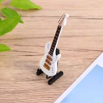 Мини-модель электрогитары для вечеринки по случаю дня рождения, украшение для гитары, миниатюрный инструмент Guitarra, декор (Белый, 10 см, с коробкой и черной буквой P 10x3.5cm