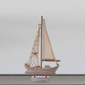 Мини-модель парусника средиземноморская деревянная декоративная деревянная парусная лодка для 28cmx15.5cmx4cm