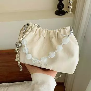 Мини-модная цепочка, маленькая женская сумка, весна-лето, нишевая иностранная сумка для отдыха, сумка-мессенджер, сумка-ведро для женщин бежевый