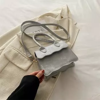 Мини модная однотонная текстурная сумка весна и лето универсальная маленькая свежая сумка-мессенджер маленькая квадратная сумка серый