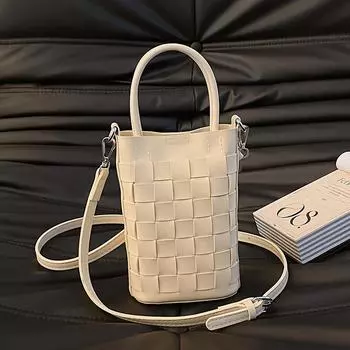 Мини-модная тканая сумка для мобильного телефона, модная сумка через плечо, женская повседневная сумка, сумка через плечо и кошелек бежевый