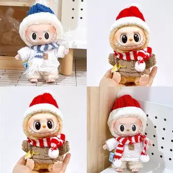 Мини модный свитер шарф шапка комплект кукольная одежда милые изысканные куклы украшения аксессуары нарядная одежда для 17 см куклы Лабубу 01