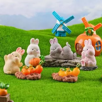 Мини Морковка Кролик Украшение Мультяшный Кролик Фигурка Микро Пейзаж Кукольный Дом Модель Машины Интерьер Домашнего Рабочего Стола Украшение A3