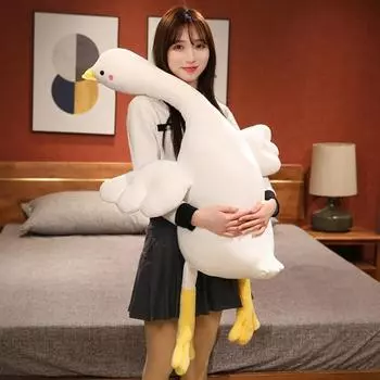 Мини-мягкая игрушка, изысканная забавная большая белая гусь, плюшевое украшение для дома 70cm