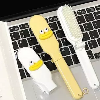 Мини-мультяшная колбаска для рта, расческа, складная массажная расческа для массажа головы, антистатические портативные расчески для путешествий для девочек, инструменты для укладки жёлтый