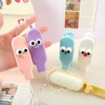 Мини-мультяшная складная расческа для волос, симпатичные расчески для челки, карманная расческа, расческа с мелкими зубцами для детей синий