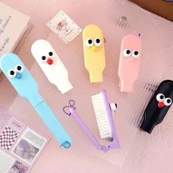 Мини-мультяшная складная расческа для волос, портативная челка, расчески, карманная расческа, мелкая расческа для девочек чёрный