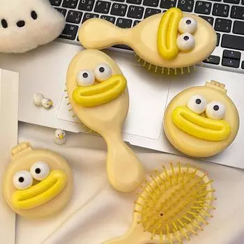 Мини-мультяшная забавная складная портативная массажная расческа, щетки для волос с зеркалом, аксессуары для укладки