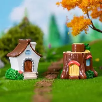 Мини-мультяшный грибной домик из тыквы Микро-ландшафтное украшение Автомобильный домашний настольный орнамент Фигурки фей Миниатюры DIY Craft