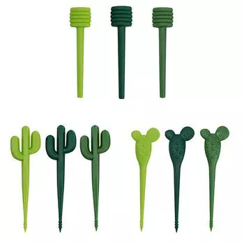 Мини-мультяшный кактус фруктовая вилка для детей закуски десерт шпажка торт бенто обеды украшения для вечеринок вилки as the picture