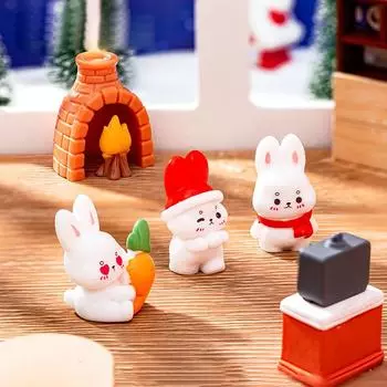 Мини-мультяшный кролик, украшение, милый рождественский снеговик, микропейзаж, кукольный домик, модель автомобиля, интерьер, украшение для домашнего рабочего стола