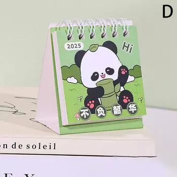 Мини-мультяшный настольный календарь 2025 года с милыми пандами и животными, портативный карманный календарь, управление расписанием, украшение рабочего стола