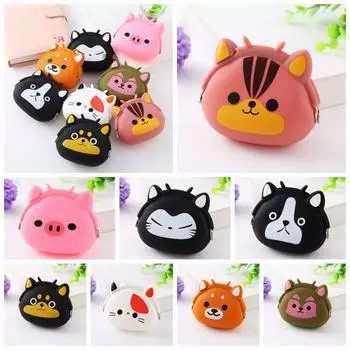 Мини-мультяшный силиконовый кошелек для монет, однотонный цветной чехол для хранения кабеля данных, небольшой кошелек для животных на открытом воздухе H