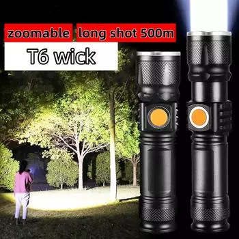 Мини многофункциональный фонарик USB перезаряжаемый портативный фонарь 500 м водонепроницаемый уличный рабочий фонарь для кемпинга и рыбалки Kit A чёрный