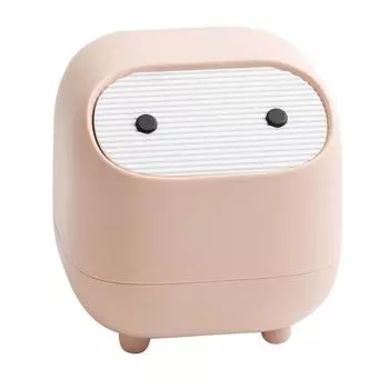 Мини-мусорное ведро 2-слойное прессованное пластиковое мусорное ведро на столешницу с крышкой для прикроватной тумбочки розовый