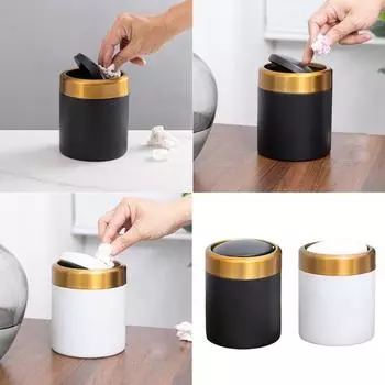 Мини-мусорное ведро, экономящее место, из матовой нержавеющей стали, для использования на столешнице на кухнях и в офисах, контейнер для отходов белый