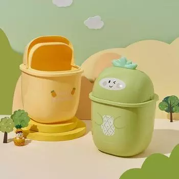 Мини-мусорное ведро Креативная корзина для бумаги Ящик для хранения Настольный мусорный бак Общежитие зелёный
