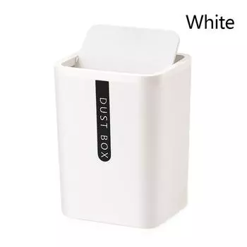 Мини-мусорное ведро, небольшой мусорный бак, легкий, экономит место, бочка для всякой всячины, вращающаяся на 360 градусов, крышка для хранения белый