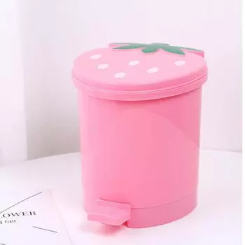 Мини-мусорный бак с крышкой, пластиковая корзина для мусора для дома, спальни, офиса, настольный ящик для хранения мусора, контейнер для клубники S красный