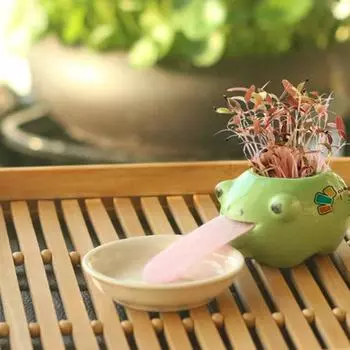 Мини-набор бонсай с животными, самополивающийся горшок, керамический перопон для выращивания, украшение для питья Tougue Size1