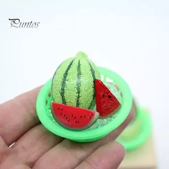 Мини-набор охлажденных арбузов, миниатюрная ваза с кубиками льда в виде дыни, мини-кусочки дыни для декора мини-дома в масштабе 1/12, ролевые игры для детей Watermelon