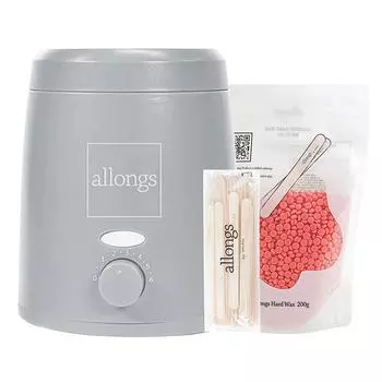 Мини-нагреватель для самостоятельной депиляции Allong + твердый воск Berry Berry + шпатель, 200 г, 1 набор
