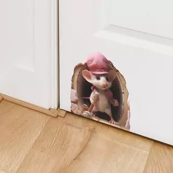 Мини-наклейка в виде маленькой крысиной норы, симпатичная 3D-наклейка на стену в виде крысы, водонепроницаемые наклейки на стену в виде мышиной норы 13