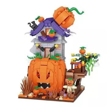 Мини-наноблоки LOZ Halloween Pumpkin House, разноцветные, популярные корейские игрушки