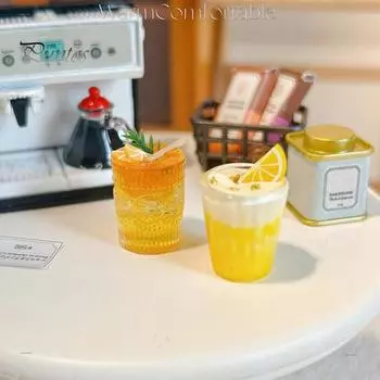 Мини-напиток, аксессуар для кукольного домика, оранжевый C, чашка чая с корицей, модель, реалистичная форма, яркие цвета, украшение сцены, аксессуар для ресторана кукольного домика жёлтый