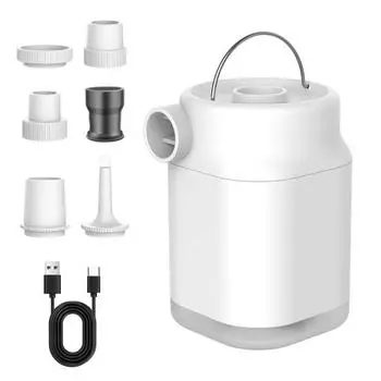 Мини-насос для улицы со светодиодной подсветкой Портативный USB-перезаряжаемый Надувные изделия Плавательный круг Пляжный матрас Кровать Портативный электрический насос белый