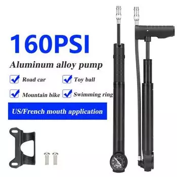 Мини-насос для велосипеда с креплением для манометра 160 фунтов на квадратный дюйм из алюминиевого сплава универсальный горный велосипед для шоссейных горных велосипедов