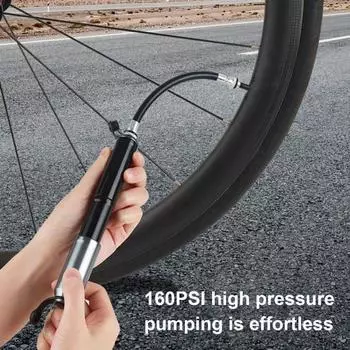 Мини-насос для велосипеда с креплением иглы 160 фунтов на кв. дюйм высокого давления для тяжелых условий эксплуатации на горном велосипеде