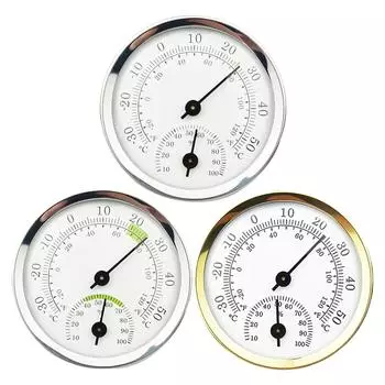 Мини настенный измеритель температуры и влажности. Стрелочный измеритель температуры и влажности для помещений. Офис, мастерская, школа. золотой