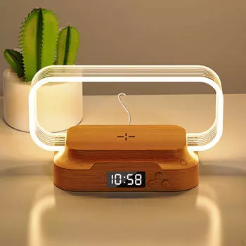 Мини Настольная Лампа Ночник Прикроватный Подарочный Держатель Телефона Украшение Для Каминного Офиса with Clock