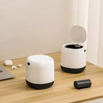 Мини-настольная мусорная корзина с выдвижной крышкой, большое отверстие, скрытая сумка небольшого размера внутри мусорного бака